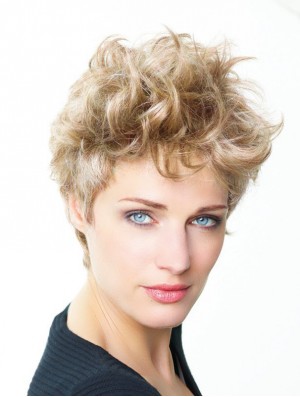 Curly Boycuts Short Blonde Trendy Lace Front Wigs