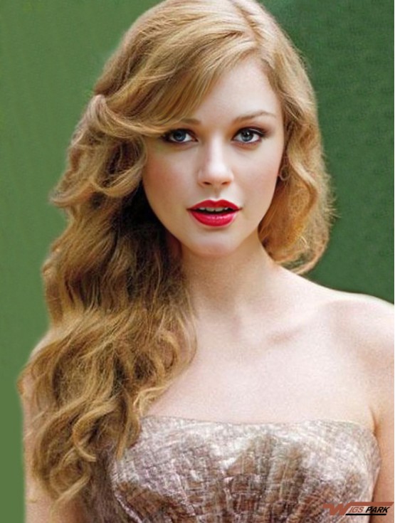 Lace Front Layered Wavy Long Blonde High Quality  Wigs