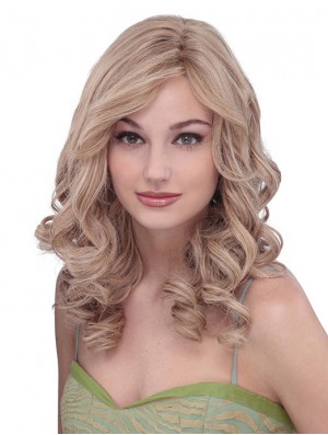 Long Curly Without Bangs Designed Blonde Lace Front Wigs