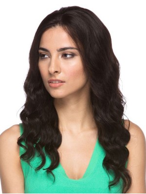 Brown 16 inch Good Long Wavy Without Bangs Lace Wigs