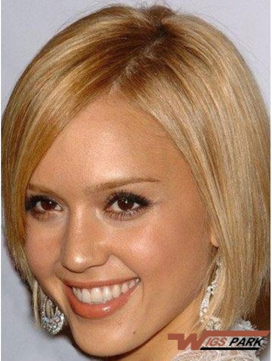 Straight 100% Hand-tied Bobs Chin Length Blonde Online  Wigs