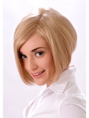 Chin Length Straight Monofilament Blonde Style Bob Wigs