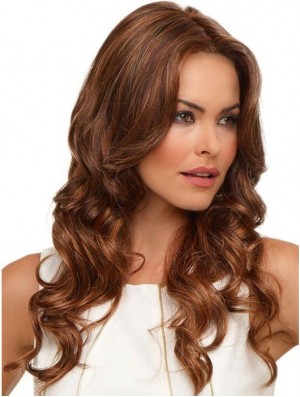 Suitable Auburn Curly Without Bangs Lace Front Long Wigs