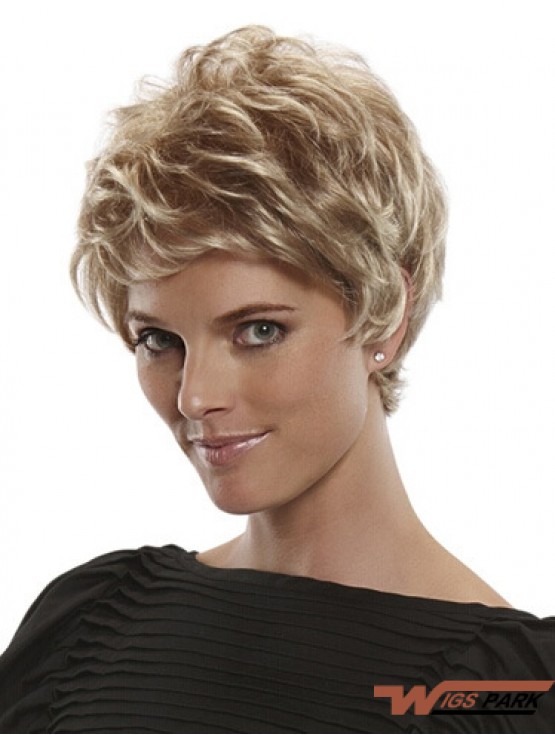 Short Straight Boycuts Blonde Flexibility 100% Hand-tied Wigs