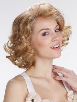 Blonde 12 inch Exquisite Chin Length Curly Classic Lace Wigs