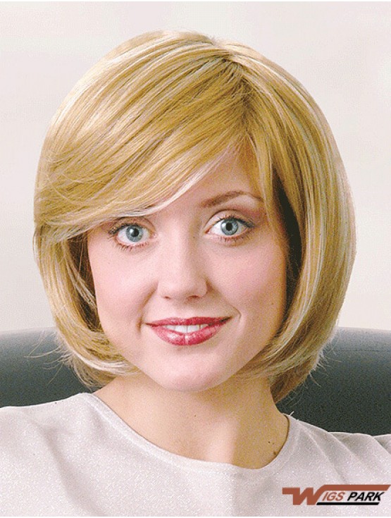 Bobs Chin Length Straight Blonde 12 inch Good Monofilament Wigs