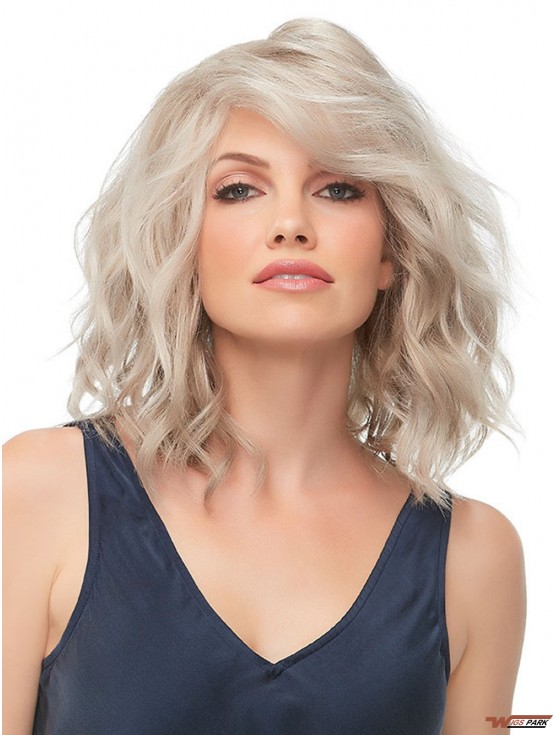 10 inch Chin Length 100% Hand-tied Blonde Bob With Fringe