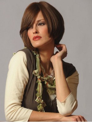 Straight Chin Length Brown 10 inch Capless Flexibility Bob Wigs