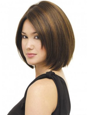 Capless Chin Length Straight Brown Beautiful Bob Wigs