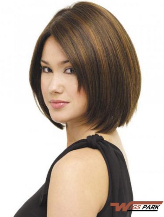 Capless Chin Length Straight Brown Beautiful Bob Wigs