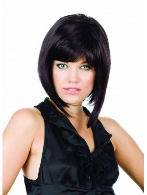 Straight Chin Length Black 11 inch Capless Sassy Bob Wigs