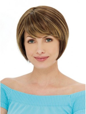 Capless Short Straight Auburn Ideal Bob Wigs