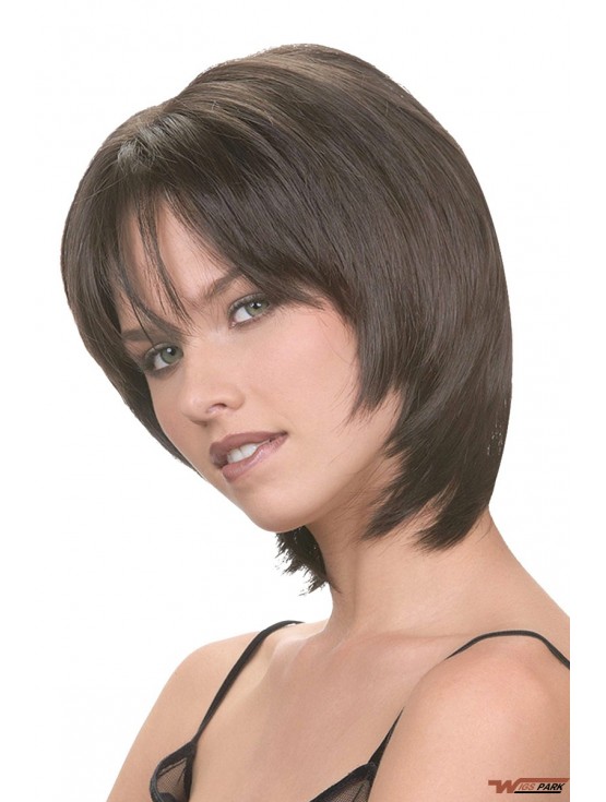 Capless Chin Length Straight Brown Hairstyles Bob Wigs