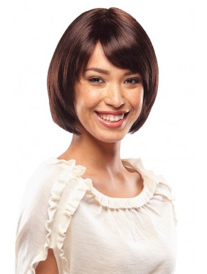 Capless Short Straight Auburn Top Bob Wigs