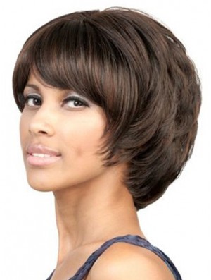 Capless Chin Length Wavy Brown Suitable Bob Wigs