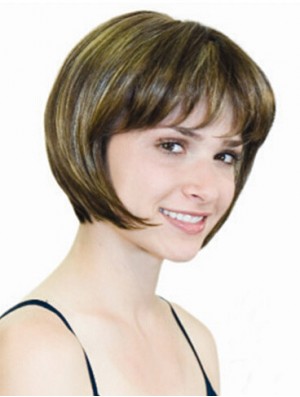 Straight Chin Length Blonde 10 inch Monofilament Convenient Bob Wigs