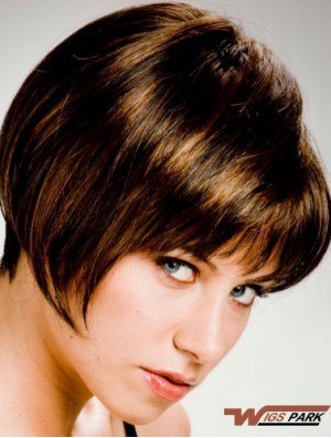 Straight Chin Length Brown 10 inch Capless Stylish Bob Wigs