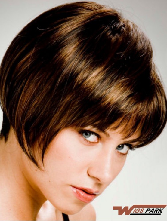 Straight Chin Length Brown 10 inch Capless Stylish Bob Wigs