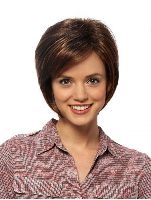 Straight Chin Length Auburn 8 inch Capless Online Bob Wigs