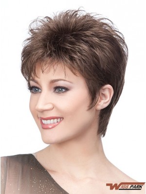 Browns Wigs With Capless Cropped Length Straight Style