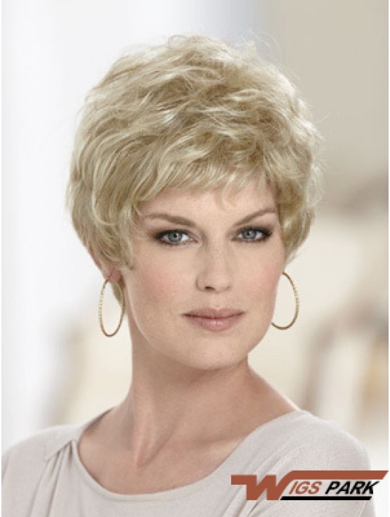 Boycuts Wavy Blonde Capless Discount Short Wigs