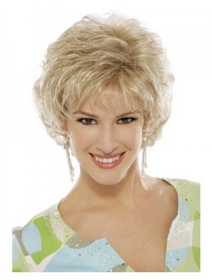 Blonde Curly Wig With Capless Short Length Classic Cut