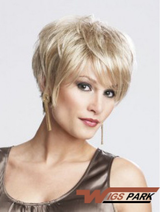 8 inch Sassy Straight Layered Blonde Short Wigs