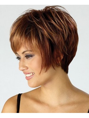 Cheap Wig With Capless Synthetic Cropped Length Brown Color Boycuts