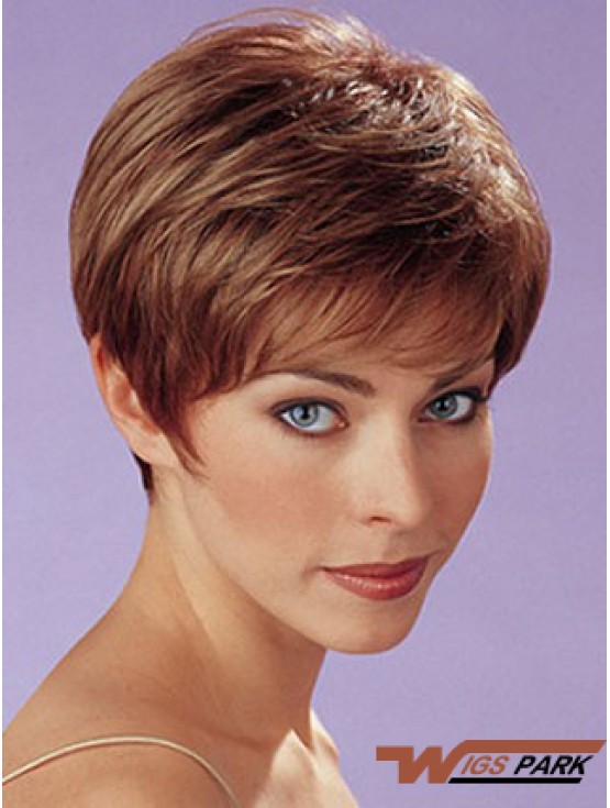 Auburn Synthetic Straight Cropped Capless Boycuts Ladies Wigs UK