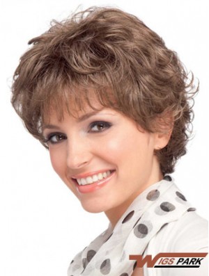 Modern Auburn Short Wavy Layered Real Hair Wigs