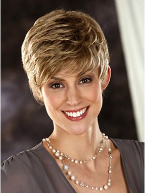 Wavy Boycuts Cropped Fashionable Blonde Synthetic Wigs