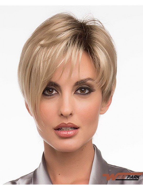 6 inch Suitable Straight Layered Blonde Short Wigs