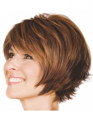 Bobs Wavy Brown Capless Convenient Short Wigs