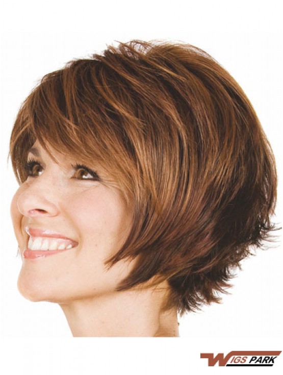 Bobs Wavy Brown Capless Convenient Short Wigs