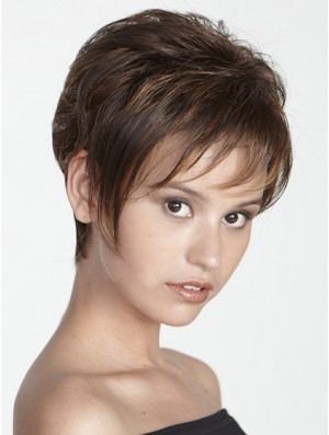 Boycuts Straight Brown Capless Modern Short Wigs