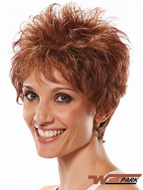 Boycuts Wavy Auburn Capless Flexibility Short Wigs