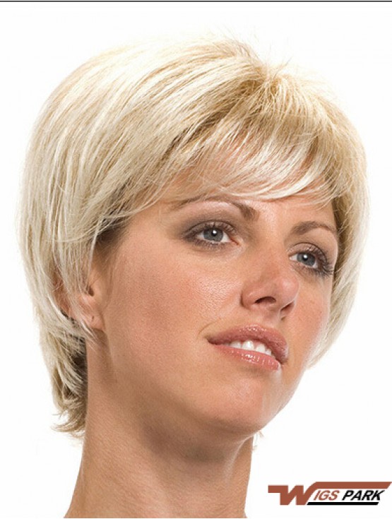 7 inch Stylish Straight With Bangs Blonde Short Wigs