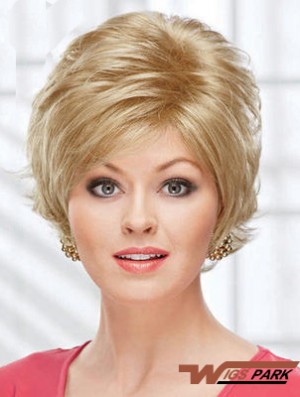 8 inch Beautiful Wavy Layered Blonde Short Wigs