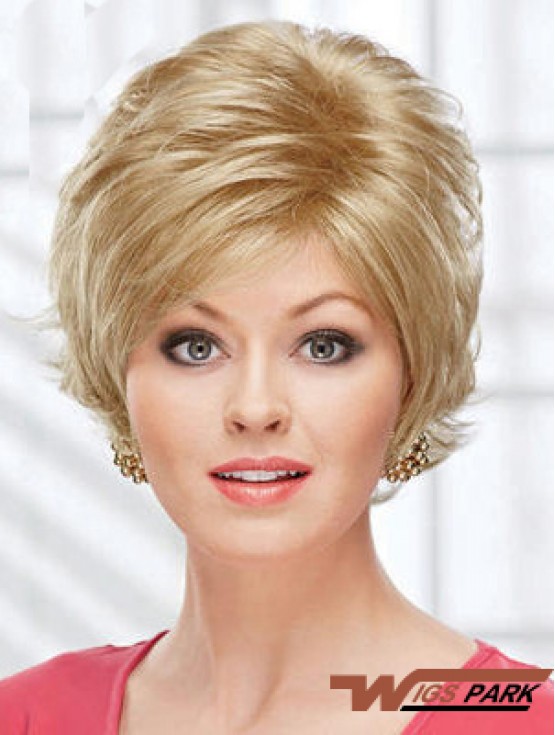 8 inch Beautiful Wavy Layered Blonde Short Wigs