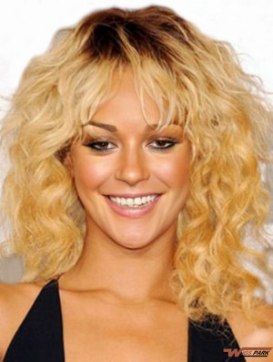  Wigs With Capless Synthetic Blonde Color Shoulder Length