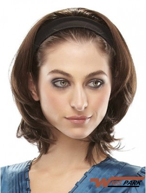 Brazilian Straight Brown Chin Length Clip In Half Wig