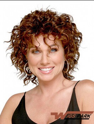 Shoulder Length Layered 13 inch Curly Auburn Medium Wigs