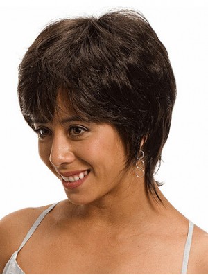 Chin Length Layered 10 inch Straight Brown Medium Wigs