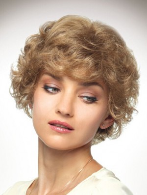 Chin Length Layered 10 inch Curly Blonde Medium Wigs