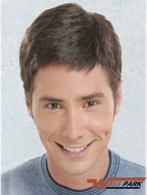 Brown Short Straight Synthetic Lace Front Best Mens Wigs