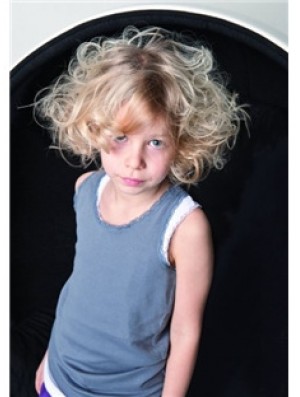 Wavy Chin Length Blonde Synthetic Capless Kids Wigs