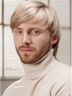 Full Lace Blonde 6 inch Short With Bangs Costume Wigs For Men