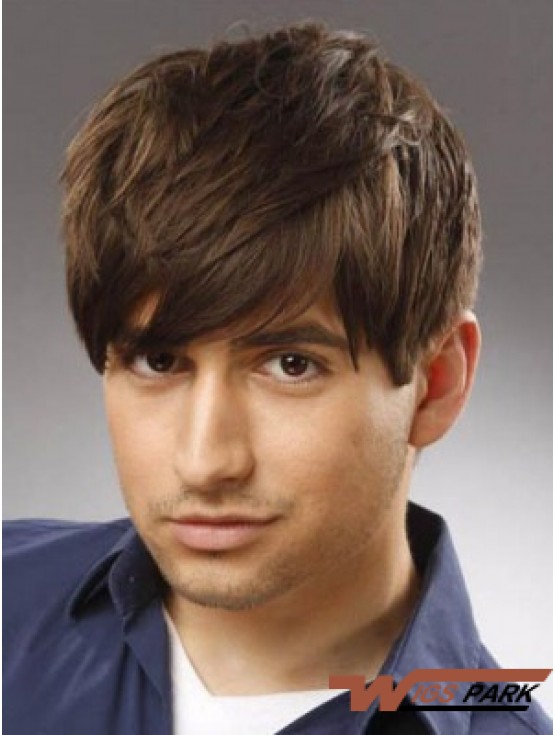 Capless Remy Real Short Straight With Bangs High Quality Long Mens Wigs