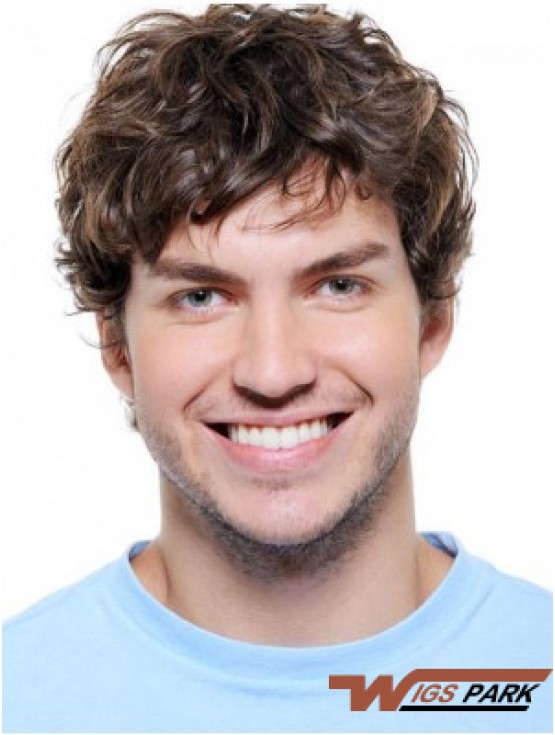 Wavy Synthetic Auburn Lace Front Short Hair Wigs For Men