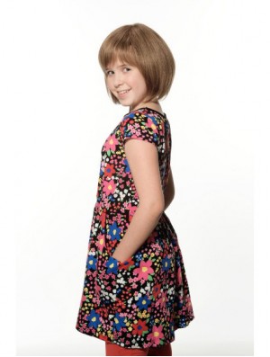 Straight Chin Length Brown Remy Real Hair 100% Hand-tied Kids Wigs